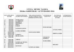UNTZA MENDI TALDEA 2016ko JARDUERAK / ACTIVIDADES 2016