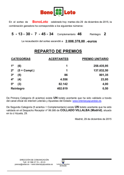 REPARTO DE PREMIOS - loteriasyapuestas.es