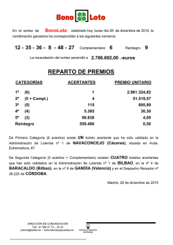 REPARTO DE PREMIOS - loteriasyapuestas.es