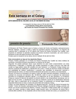 ESTA SEMANA EN EL CELARG - Fundación Centro de Estudios