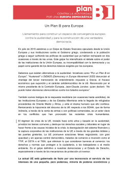 el llamamiento `Plan B, contra la austeridad, por una Europa