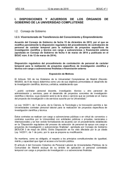 Acuerdo del Consejo de Gobierno de fecha 15 de diciembre de