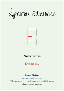 Novedades Ápeiron Ediciones 2016
