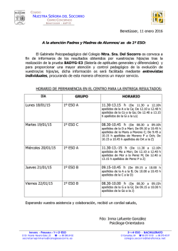 Gabinete Psicopedagógico. Resultados pruebas BADYG-E3