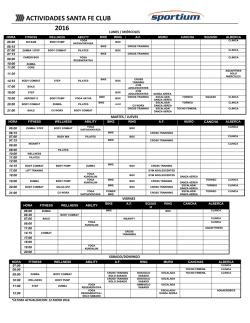 Horarios Adultos Santa Fe