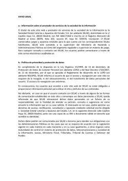 AVISO LEGAL a.- Información sobre el