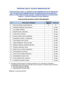 PROCESO CAS N° 103-2015–SINEACE/UE 001