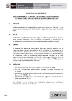 DIRECTIVA Nº 008-2016-OSCE/CD PROCEDIMIENTO PARA LA