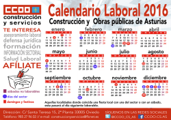 Calendario Laboral 2016 Construcción y Obras públicas de Asturias