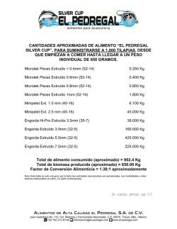 Cantidades aproximadas de Alimento para las diferentes