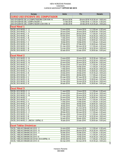 CURSO USO EFICIENTE DEL COMPUTADOR Excel Nivel 1 Excel