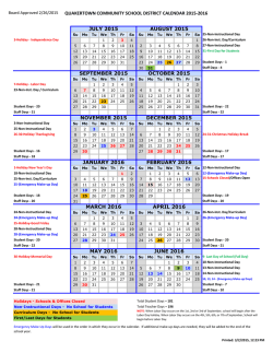 2015-2016 School Calendar - Quakertown Community School District