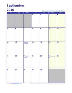 Calendario Septiembre 2016 con Días Feriados de