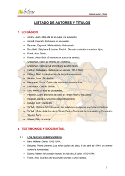 Listado autor/títulos sobre el Holocausto
