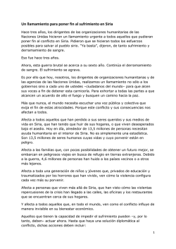 Un llamamiento para poner fin al sufrimiento en Siria