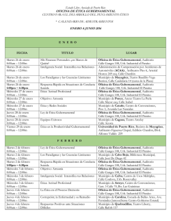 Calendario de Adiestramientos Presenciales de enero a junio de 2016