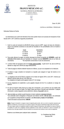 Costos 2016 - Instituto Franco Mexicano