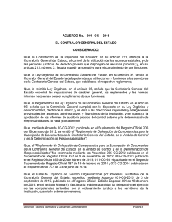 ACUERDO No. 001 - CG – 2016 EL CONTRALOR GENERAL DEL