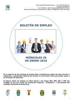 Boletin de empleo privado 20 Enero 2016