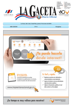 LA GACETA N&deg; 14 de la fecha 21 01 2016