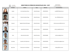 DIRECTORIO DE SÍNDICOS MUNICIPALES 2014 - 2017