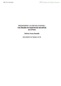 tres decadas de experiencias educativas en el Peru