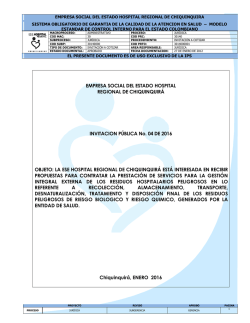 Invitación 004 / 2016 - ESE Hospital Regional Chiquinquirá • La