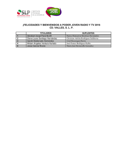 Lista de Ganadores y Suplentes Poder Joven Radio y Tv Cd. Valles