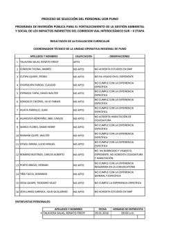 PROCESO DE SELECCIÓN DEL PERSONAL UOR PUNO