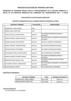 PROCESO DE SELECCIÓN DEL PERSONAL UOR PUNO