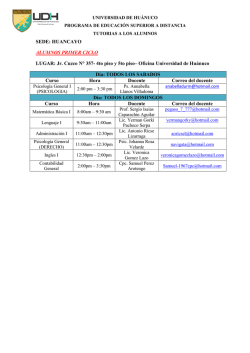 SEDE: HUANCAYO ALUMNOS PRIMER CICLO LUGAR: Jr. Cuzco