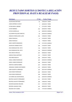 resultado sorteo ludoteca (relación provisional hasta realizar pago)