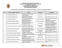 1 lista protocolar con dirección y telefonos de oficinas de las altas