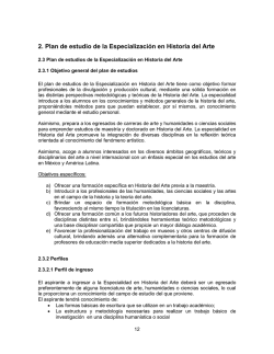 2. Plan de estudio de la Especialización en Historia del Arte