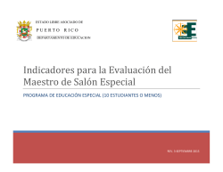 Indicadores para la Evaluación del Maestro de Salón Especial