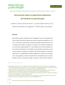 3. Narraciones sobre la experiencia depresiva de hombres en