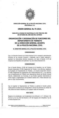 Orden General No. 75-2014 - Departamento de Tránsito PNC