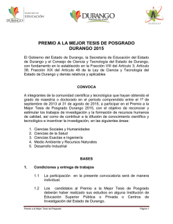 premio a la mejor tesis de posgrado durango 2015