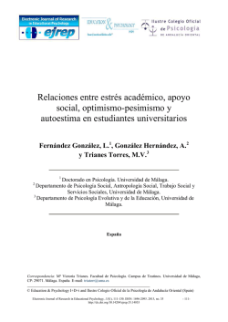 Relaciones entre estrés académico, apoyo social, optimismo
