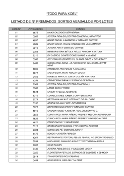 “TODO PARA XOEL” LISTADO DE Nº PREMIADOS SORTEO
