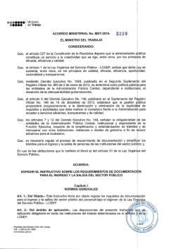 Acuerdo Ministerial N&deg; MDT-2015-0208