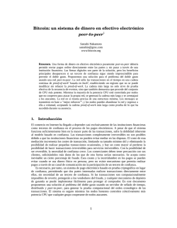 Bitcoin: un sistema de dinero en efectivo electrónico peertopeer1