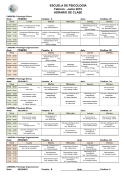 Horarios de Clase Febrero - Junio 2015