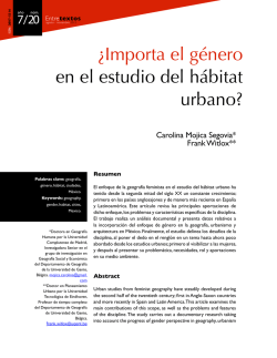 ¿Importa el género en el estudio del hábitat urbano?