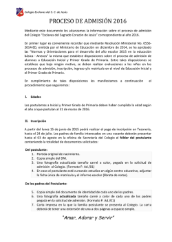 proceso de admisión 2016 - CP Esclavas del Sagrado Corazón de