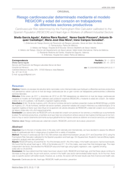 Riesgo cardiovascular determinado mediante el modelo REGICOR