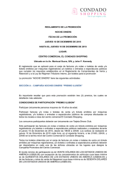 REGLAMENTO DE LA PROMOCIÓN NOCHE DINERS FECHA DE