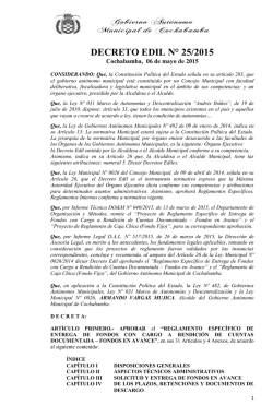 DECRETO EDIL N° 25/2015 - Gobierno Autónomo Municipal de