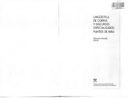 lingüística de corpus y discursos especializados: puntos de mira