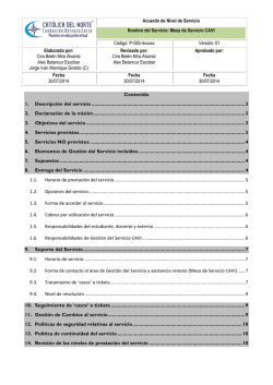 Acuerdo de Nivel de Servicio Nombre del Servicio: Mesa de